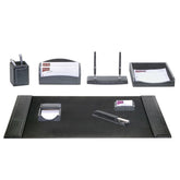 Black Crocodile Embossed Leather Desk Set, 8pc